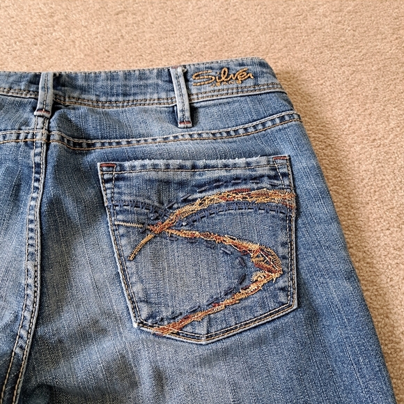 Silver Jeans Aiko Crop Women's 30 Blue Denim Capri Pants Mid Wash - Picture 10 of 13